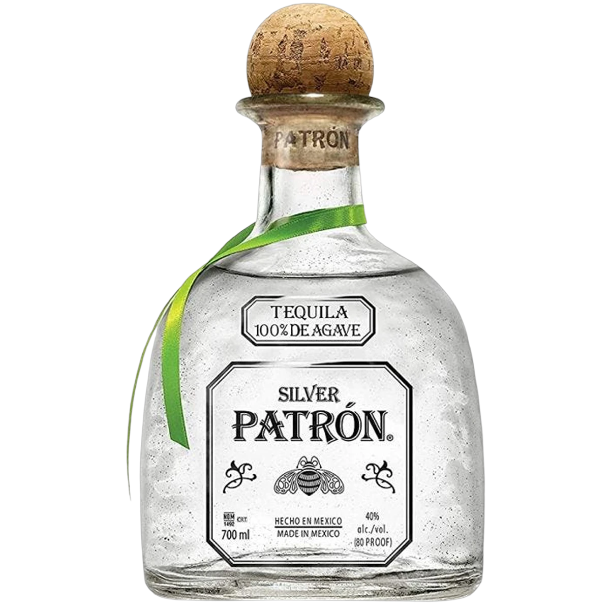 Bottle of Patron Silver Tequila, a blanco tequila from Jalisco, Mexico