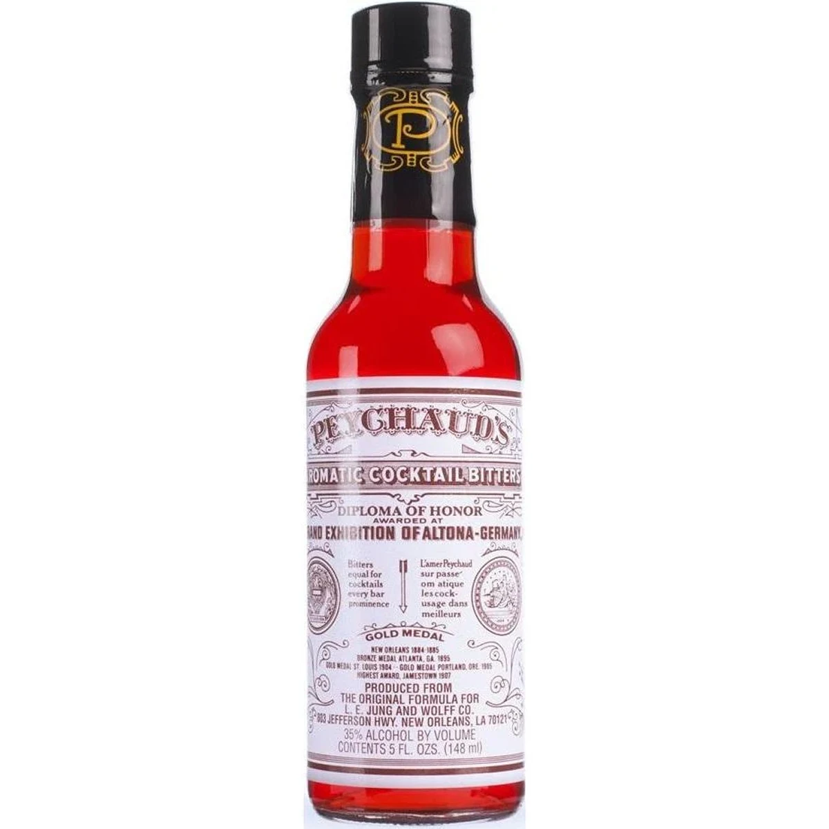 Bottle of Peychaud's Bitters, cocktail bitters from New Orleans, 148ml