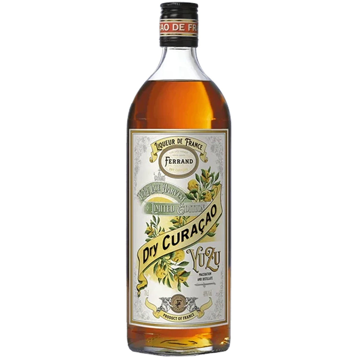 Bottle of Pierre Ferrand Dry Curacao Yuzu Late Harvest, a citrus liqueur from France, 700ml