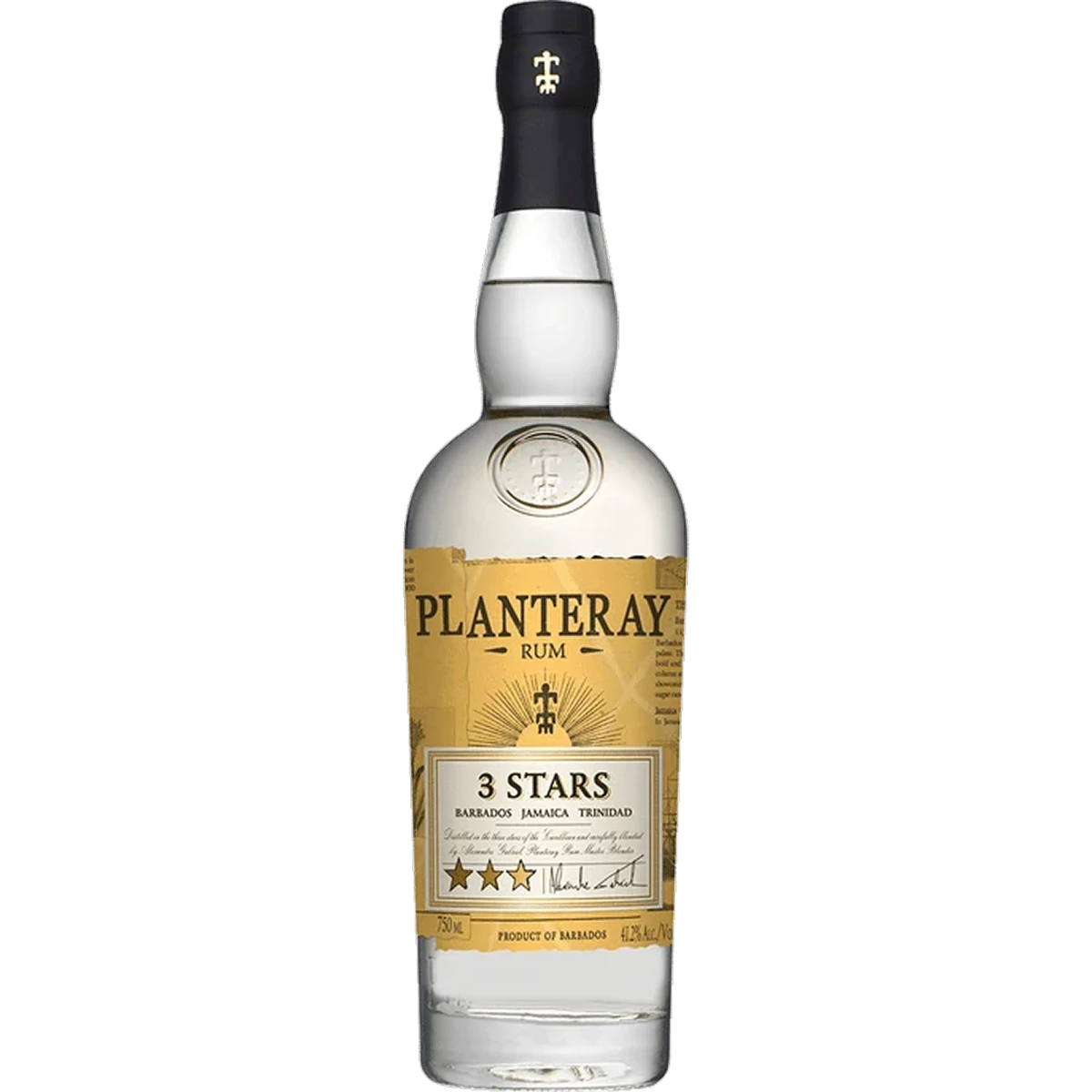Bottle of Planteray 3 Stars Silver Rum, a white rum from Barbados, Jamaica and Trinidad