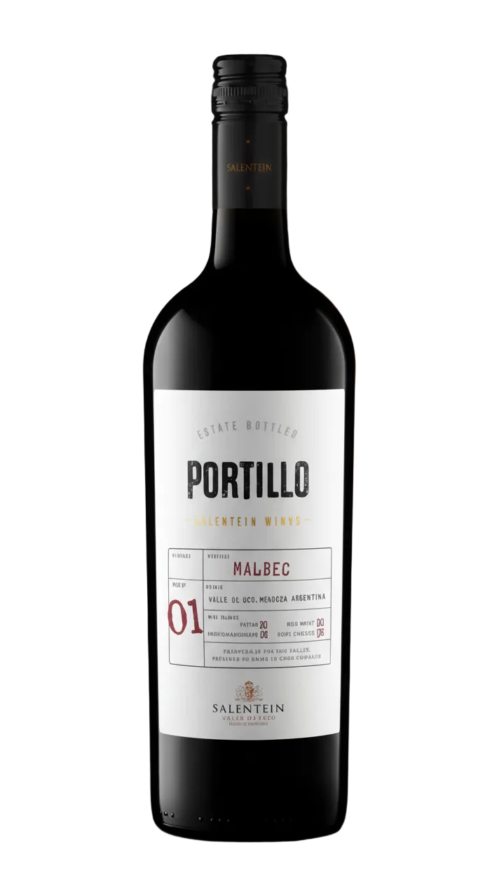 Bottle of Portillo Malbec 2025, a red wine from Uco Valley, Mendoza, Argentina, 750ml