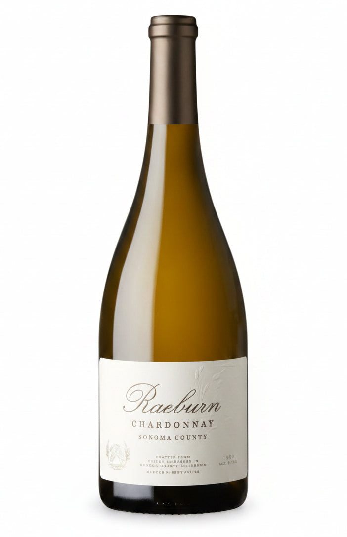 Bottle of Raeburn Sonoma County Chardonnay 2024, a white wine from Sonoma County, California, 750ml