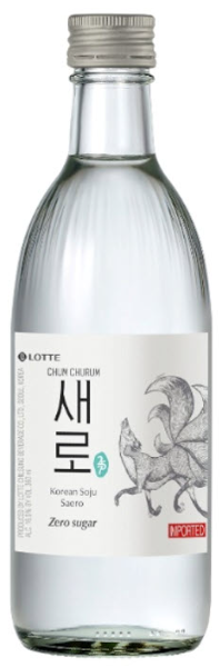 Bottle of Saero Zero Sugar Soju, a soju from South Korea, 375ml