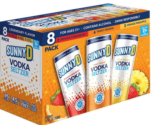 Sunny D Vodka Seltzer Variety 8 Pack 355ml