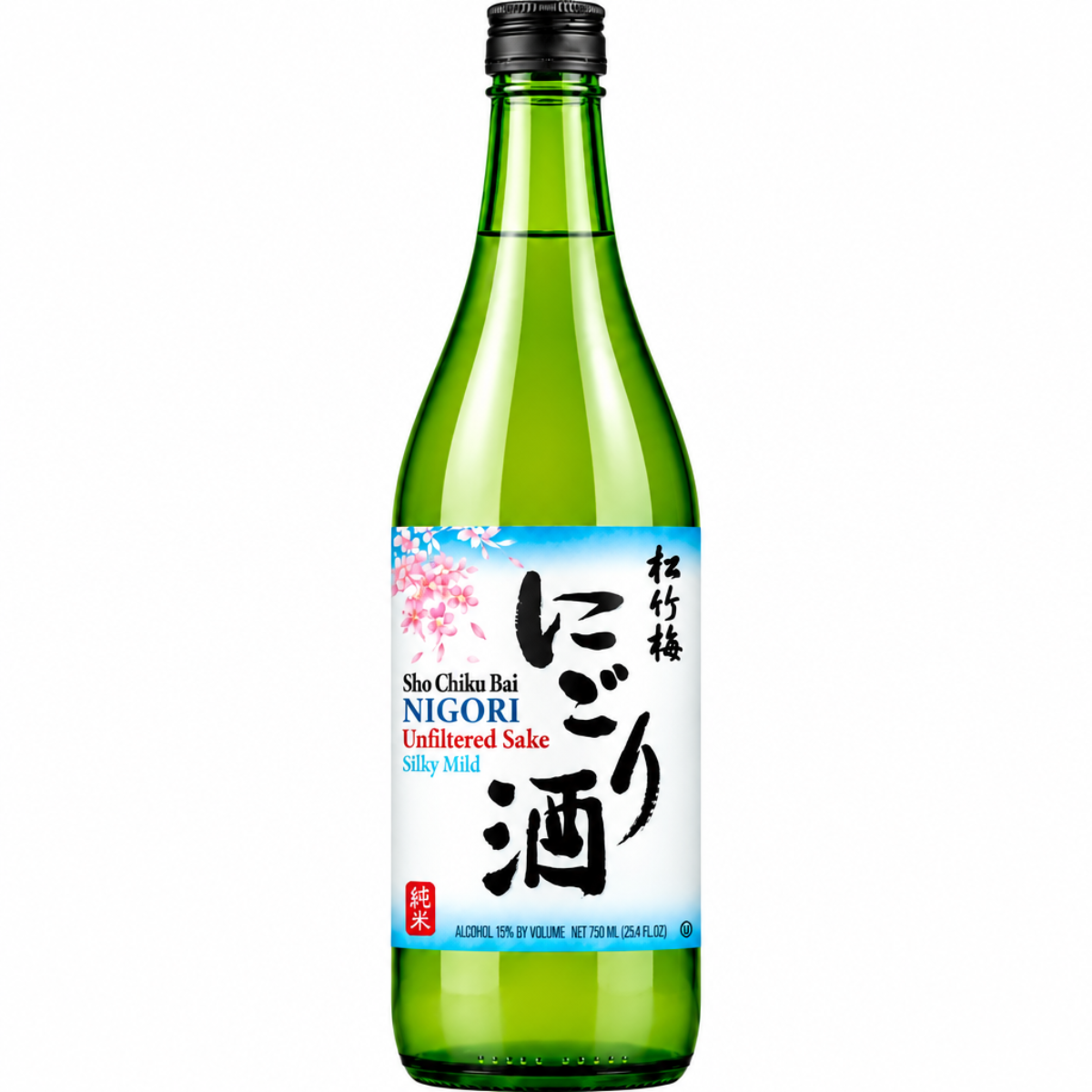 Bottle of Sho Chiku Bai Nigori Sake Unfiltered, a cloudy sake from California, United States, 750ml