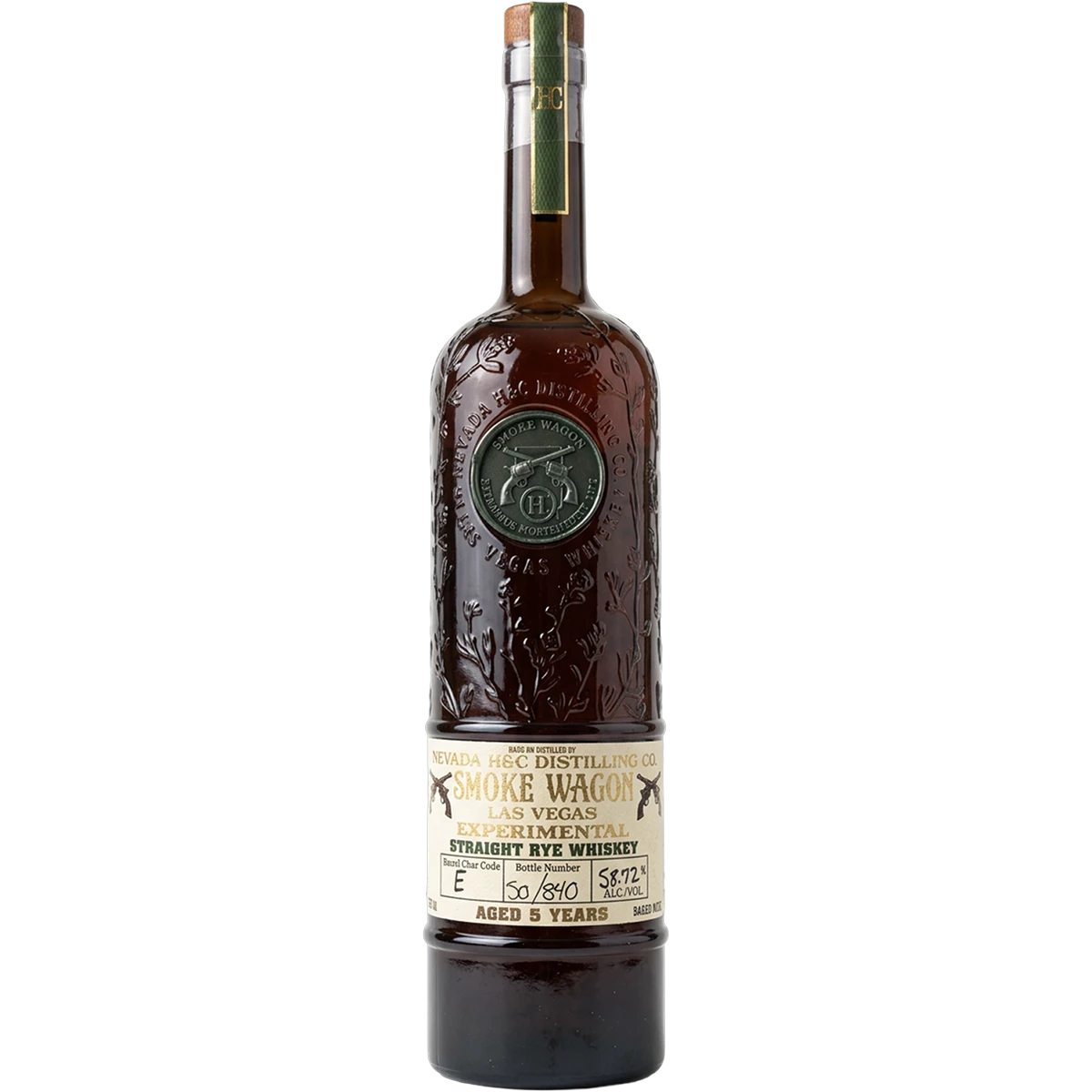 Bottle of Smoke Wagon 9 Year Experimental Straight Rye Whiskey Barrel Char E, a rye from the United States