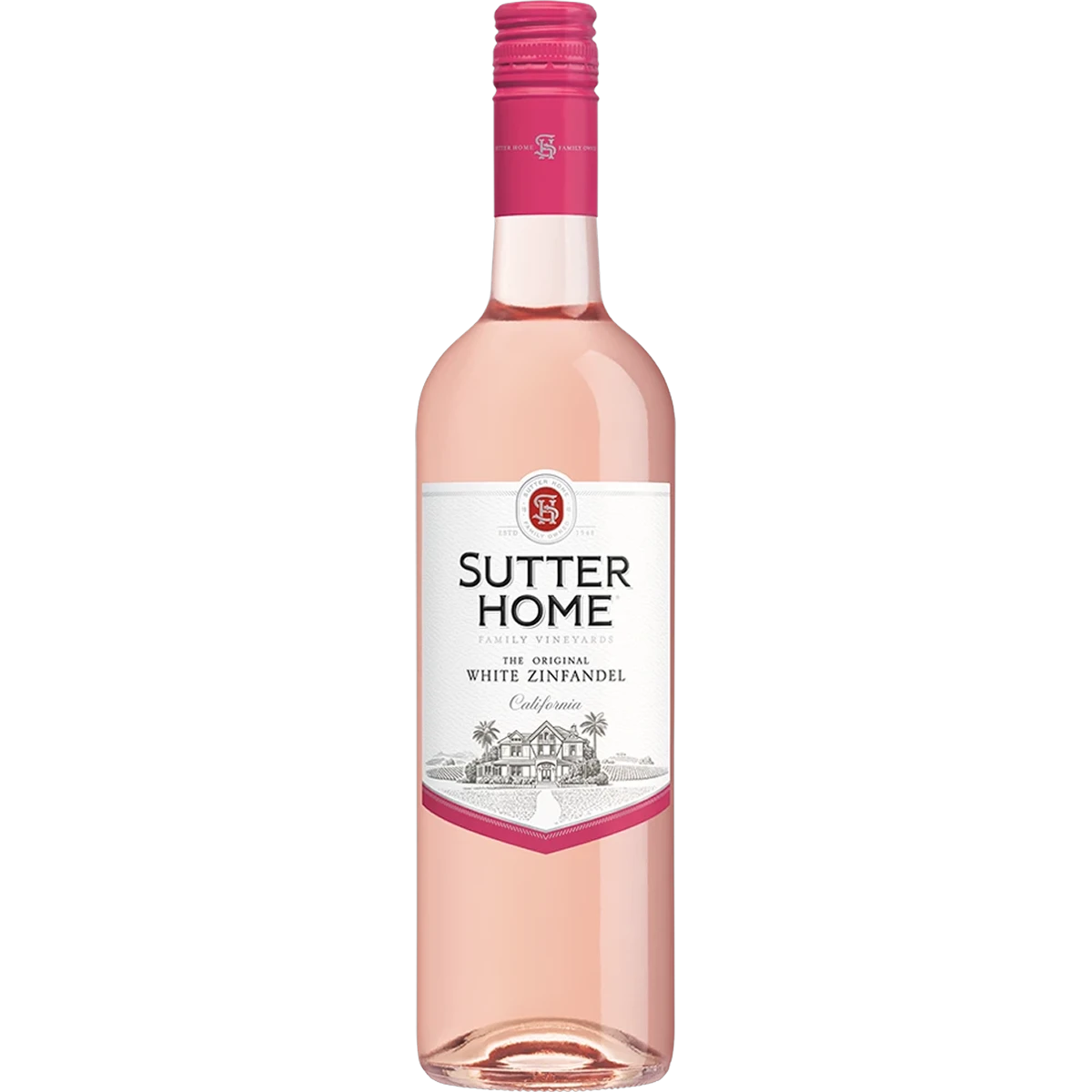 Bottle of Sutter Home White Zinfandel, a rosé wine from California, United States
