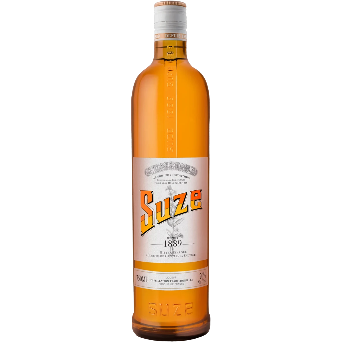 Bottle of Suze Gentian Liqueur, a gentian aperitif from France, 700ml