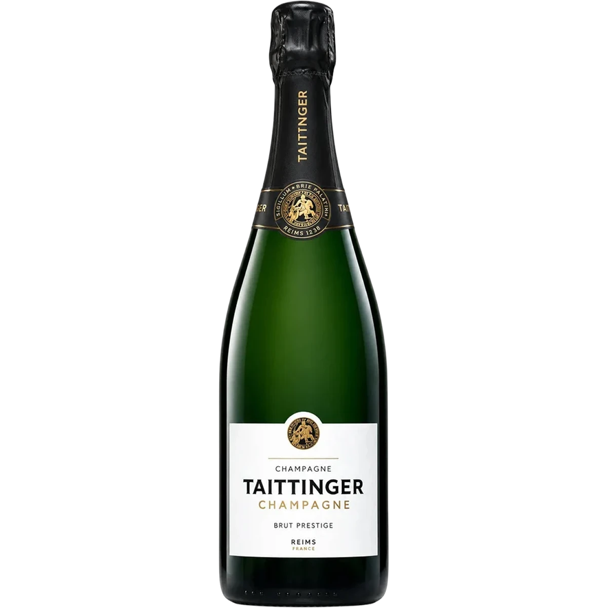 Bottle of Taittinger Cuvée Prestige Brut Champagne, a sparkling wine from Champagne, France, 750ml