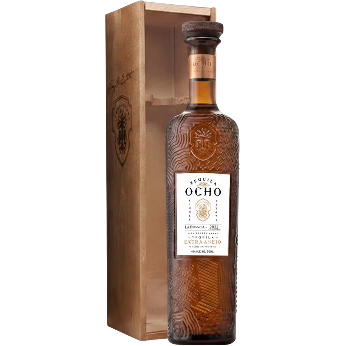 Bottle of Tequila Ocho Single Estate Extra Anejo La Estancia 2022, an extra añejo tequila from Jalisco, Mexico, 750ml