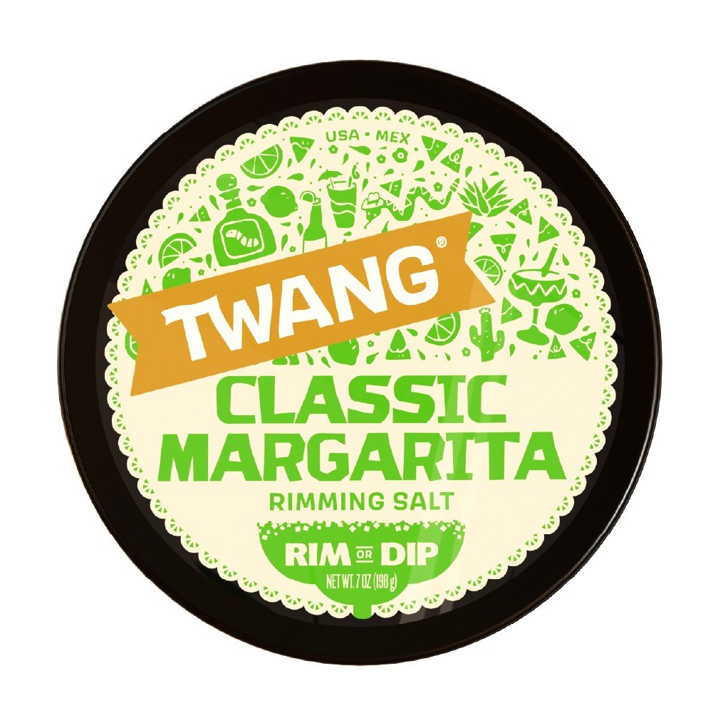 Tub of Twang-A-Rita Classic Margarita Salt, a cocktail rimming salt, 7oz