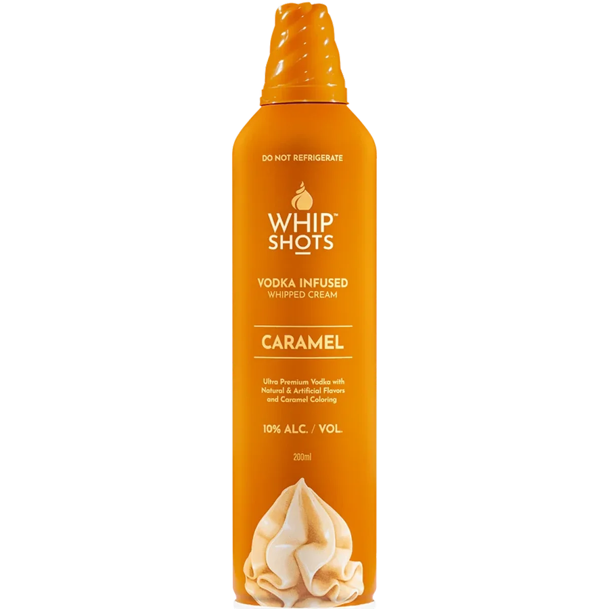 Can of Whipshots Caramel Vodka Infused Whipped Cream from the United States, 200ml