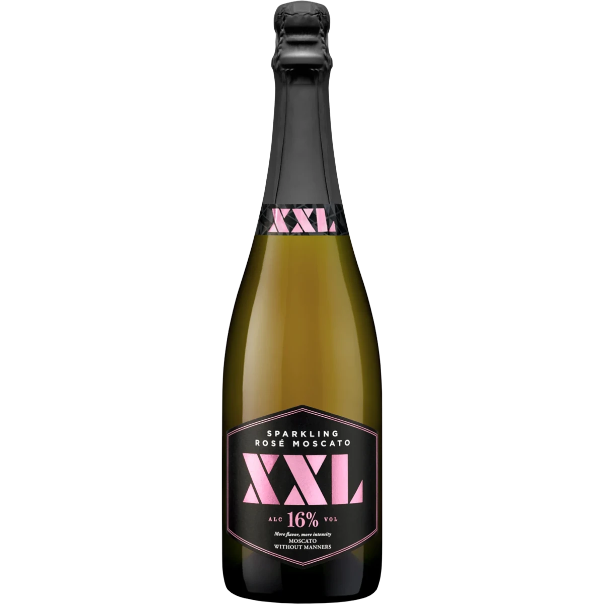 Bottle of XXL Sparkling Moscato Rosé, a sweet sparkling rosé wine from Spain, 750ml
