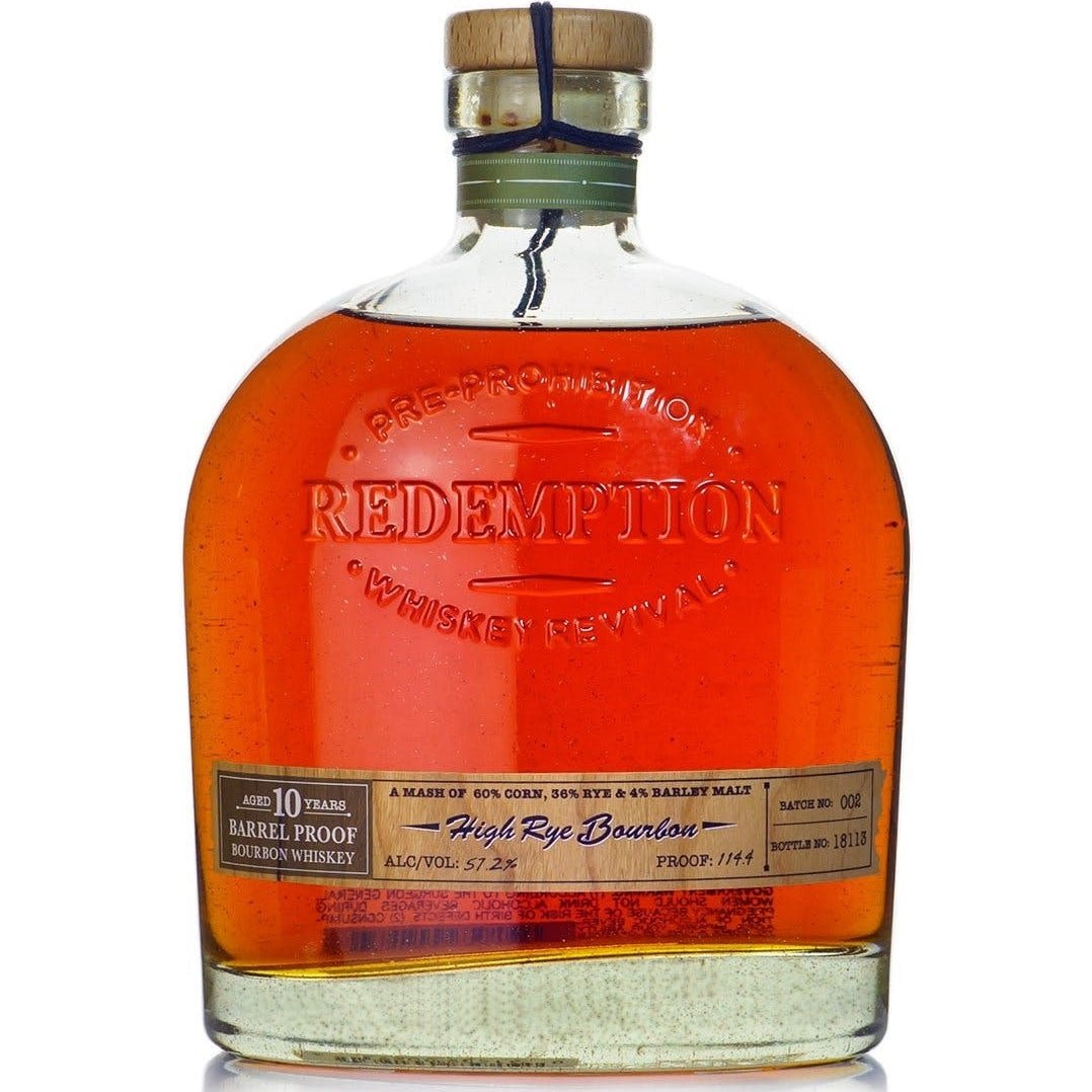 Redemption Barrel Proof Rye Whiskey 10 Year 750ml