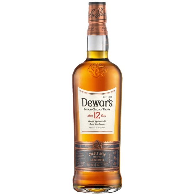 Dewar&#39;s 12 Year Blended Scotch Whisky Double Aged in 1st Fill Bourbon Casks 750ml