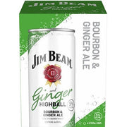 Jim Beam Ginger Highball Bourbon & Ginger Ale Cocktail 4-Pack 355ml