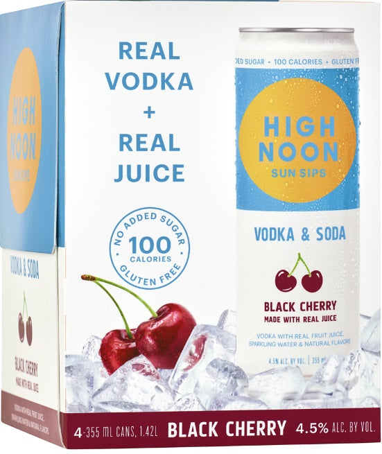 High Noon Sun Sips Black Cherry Hard Seltzer 4pk 355ml