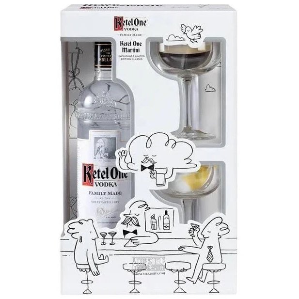 Ketel One Vodka Gift Set With 2 Martini Glasses 750ml