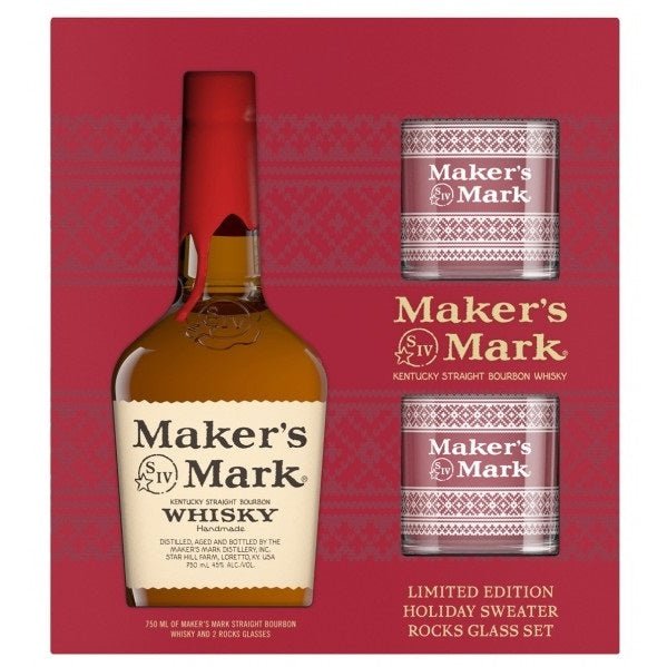 Makers Mark Whisky Gift Set with 2 Rock Glasses 750ml