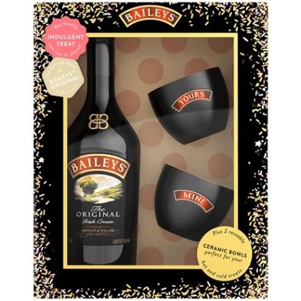 Baileys Irish Cream 750ml Gift Set Including 2 Bowls