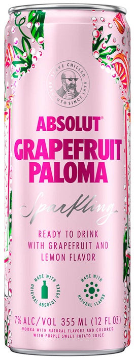 Absolut Sparkling Grapefruit Paloma Cocktail Can 4 Pack 355ml