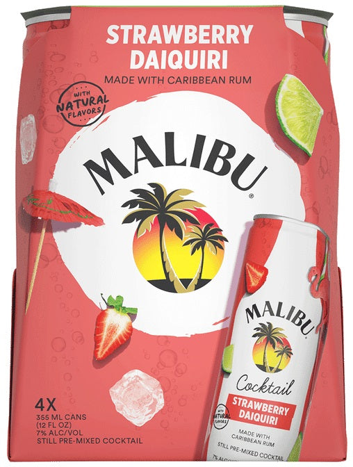 Malibu Strawberry Daiquiri Cocktail Can 4 Pack 355ml
