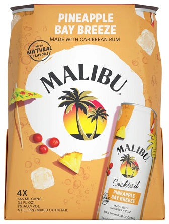 Malibu Pineapple Bay Breeze Cocktail Can 4 Pack 355ml