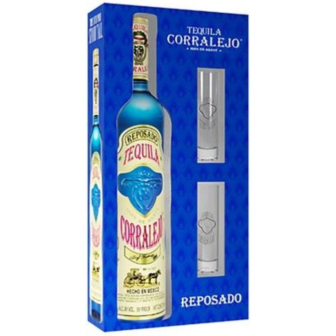 Corralejo Tequila Reposado Gift Set Including Two Sangrita Shot Glasses