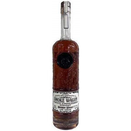 Smoke Wagon Uncut Unfiltered Straight Bourbon Whiskey Clear Botlle 750ml
