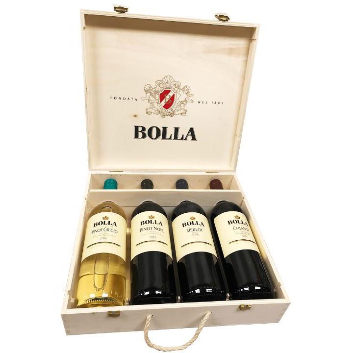 Bolla (4) Botlle Wine Wood Gift Set