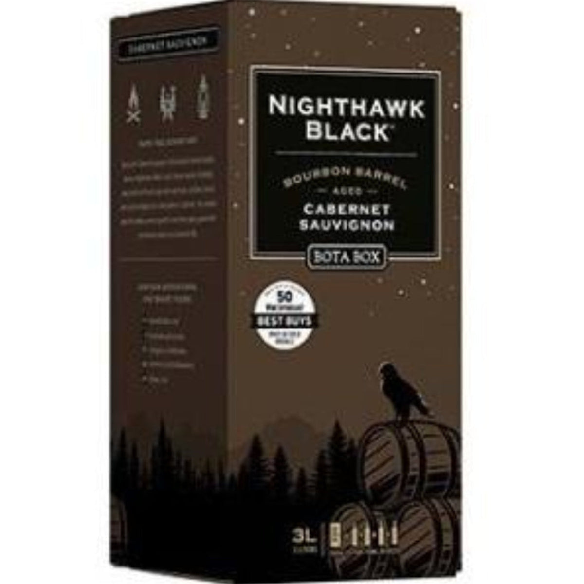 Box of Bota Box Nighthawk Black Bourbon Barrel Cabernet Sauvignon, a Cabernet Sauvignon box wine, 3L