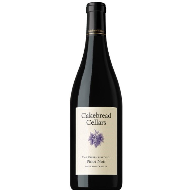 Bottle of Cakebread Cellars Two Creeks Vineyards Pinot Noir 2023, a red wine from Anderson Valley, California, 750ml