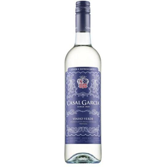 Bottle of Casal Garcia Vinho Verde, a white wine from Vinho Verde, Portugal, 750ml