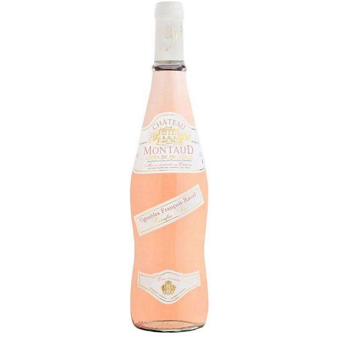Bottle of Chateau Montaud Cotes de Provence Rose, a rosé wine from Provence, France