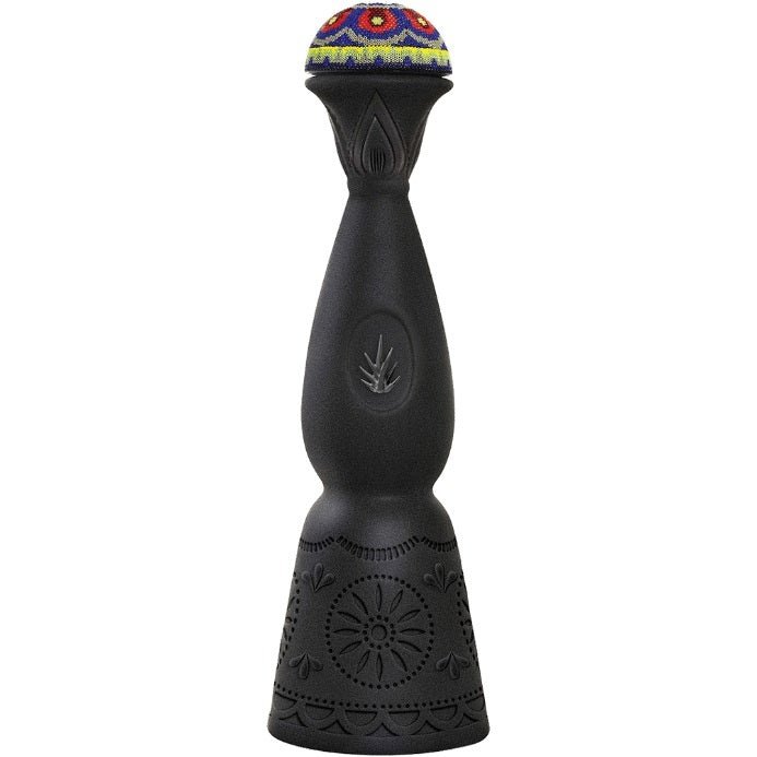 Black ceramic decanter of Clase Azul Durango Mezcal, a cenizo mezcal from Durango, Mexico, 750ml
