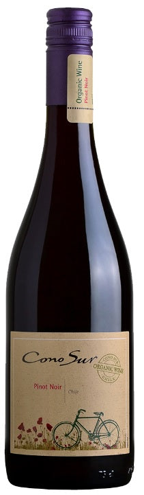 Bottle of Cono Sur Organic Pinot Noir, a red wine from Chile, 750ml