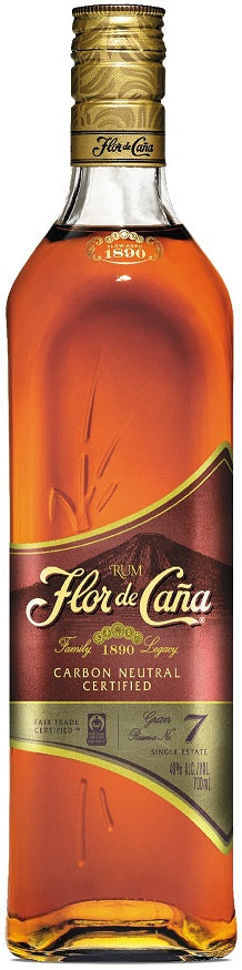 Bottle of Flor de Cana 7 Year Gran Reserva Rum, an aged rum from Nicaragua, 750ml