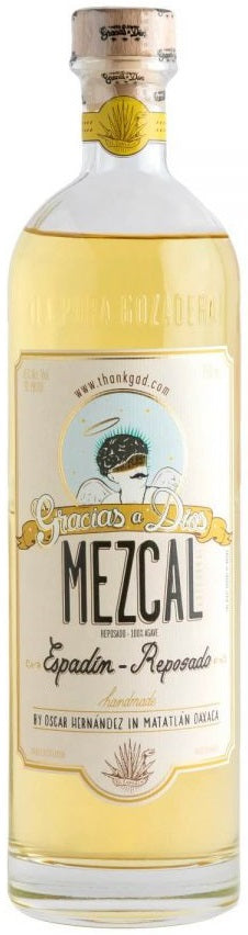Bottle of Gracias a Dios Mezcal Espadin Reposado, a reposado mezcal from Oaxaca, Mexico, 750ml