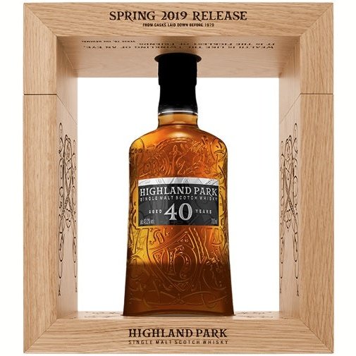 Bottle of Highland Park 40 Year, an Orkney single malt Scotch whisky from Scotland