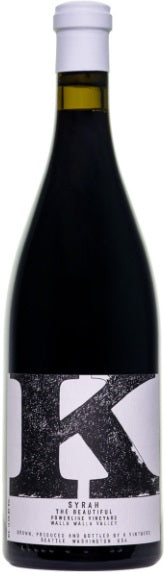 Bottle of K Vintners The Beautiful Syrah 2017, a red wine from Walla Walla Valley, Washington, USA, 750ml
