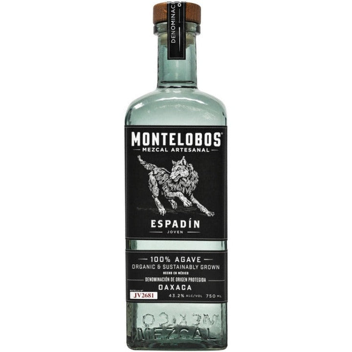 Bottle of Montelobos Espadin Mezcal Joven, an espadín mezcal from Oaxaca, Mexico, 750ml