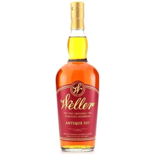 Bottle of Weller Antique 107, a wheated Kentucky straight bourbon from the United States