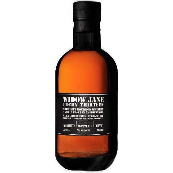 Bottle of Widow Jane Lucky Thirteen 13 Year, a straight bourbon from Brooklyn, New York